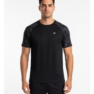 EZRUN Athletic Short Sleeve Shirt, Men’s M, Black Gray